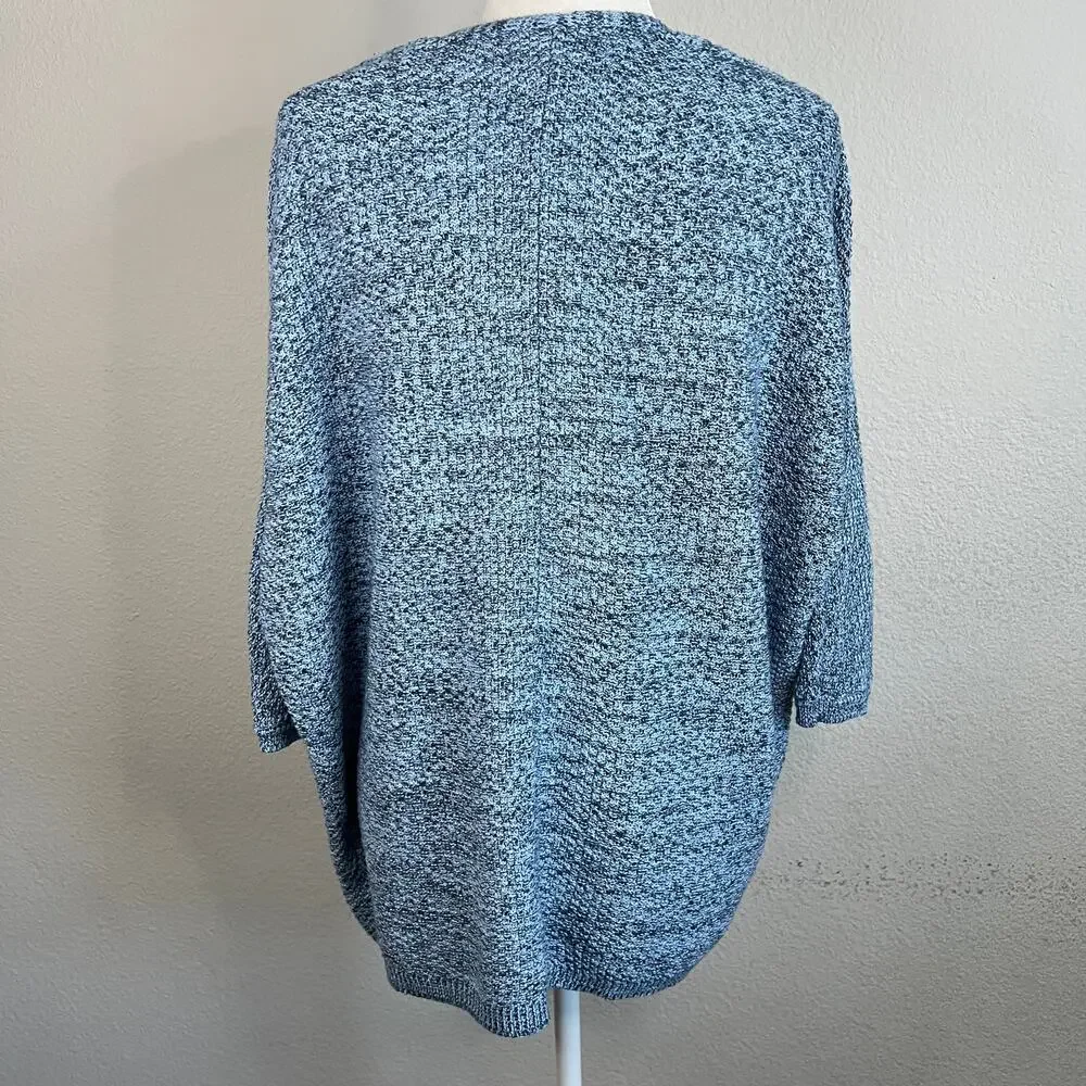 Natural Reflections Blue Knit Open Front Cardigan Women's M Coastal Grandma